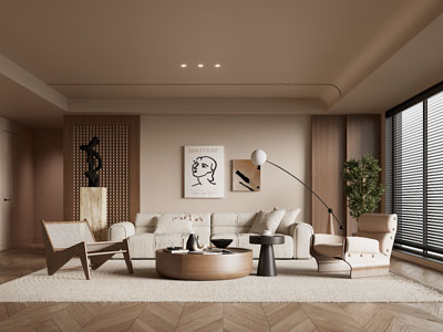 现代中古风客厅