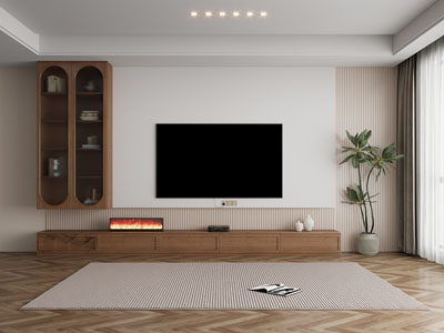 现代中古风电视背景墙3d模型 现代中古风电视背景墙