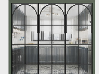 法式厨房玻璃推拉门3d模型 法式厨房玻璃推拉门