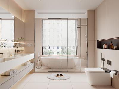 现代奶油风卫浴间 洗手间