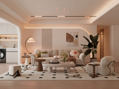 现代奶油风客厅