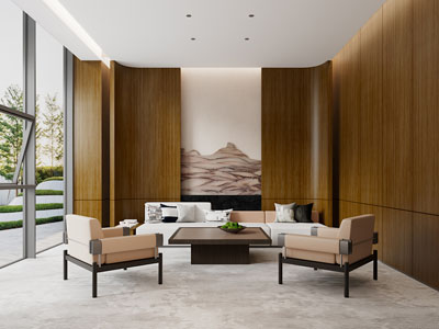 新中式休息洽谈区3d模型 新中式休息洽谈区