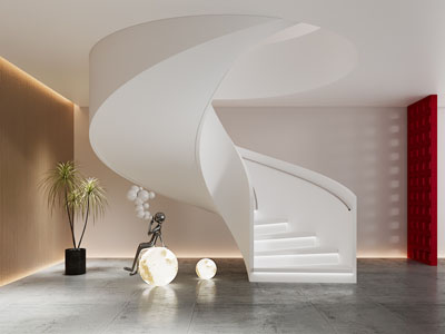 现代楼梯间 旋转楼梯3d模型 现代楼梯间 旋转楼梯