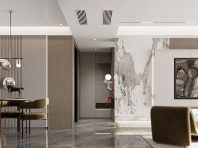 现代轻奢客厅餐厅