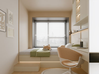 现代奶油风榻榻米卧室