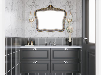 法式洗手柜 洗手台 浴室柜 镜子
