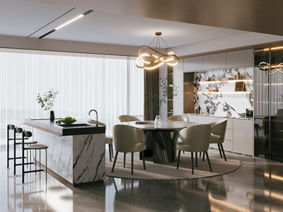 现代轻奢餐厅 水吧台