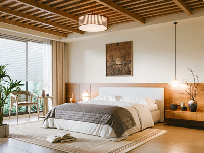 侘寂风中古卧室