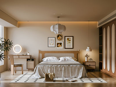 侘寂风中古卧室