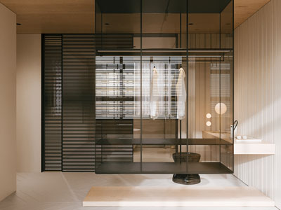 现代玻璃柜门衣柜3d模型 现代玻璃柜门衣柜