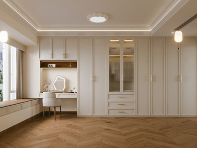 现代奶油风衣柜3d模型 现代奶油风衣柜