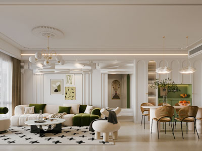 法式轻奢客厅餐厅