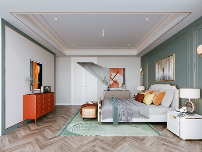 现代轻奢多巴胺卧室