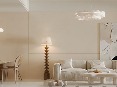 现代奶油风客厅餐厅