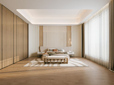 现代原木风卧室