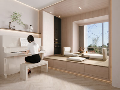 现代榻榻米卧室 钢琴室