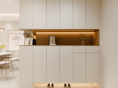 现代奶油风玄关鞋柜