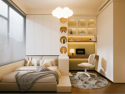 现代奶油风榻榻米卧室