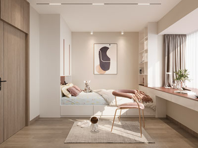 现代榻榻米卧室 公主房 儿童房