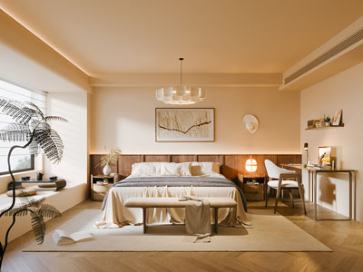 侘寂风中古卧室