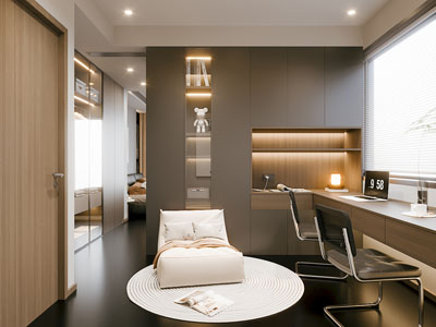 现代原木风书房