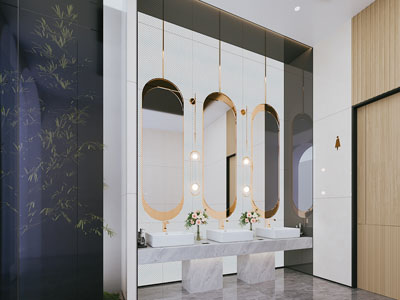 现代轻奢公共卫生间 洗手间3d模型 现代轻奢公共卫生间 洗手间