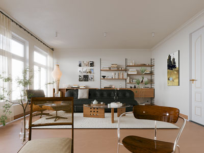 现代中古风客厅