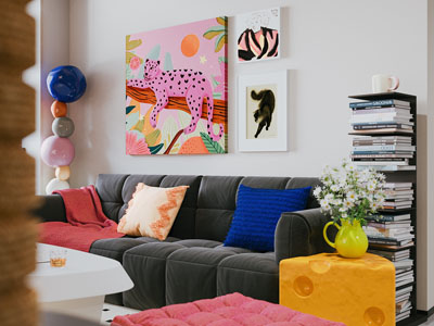 现代客厅布艺多人沙发 挂画3d模型 现代客厅布艺多人沙发 挂画