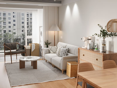 北欧客厅多人沙发 休闲椅子和茶几组合