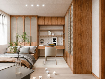 侘寂风中古榻榻米卧室