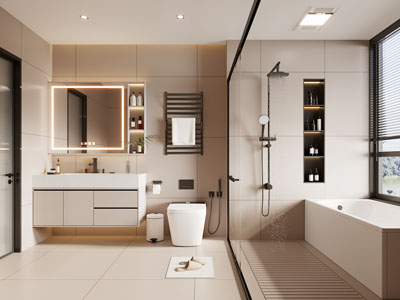 现代奶油风卫浴间 洗手间