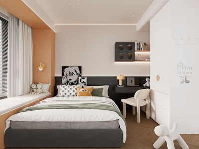 现代卧室 儿童房 男孩房3d模型 现代卧室 儿童房 男孩房