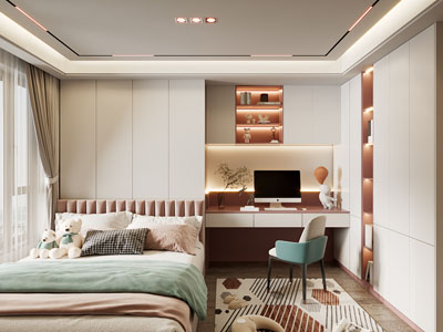 现代榻榻米卧室 儿童房 女儿房3d模型 现代榻榻米卧室 儿童房 女儿房