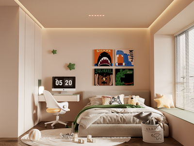 现代卧室 儿童房 男孩房3d模型 现代卧室 儿童房 男孩房