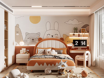 现代卧室 儿童房 女儿房3d模型 现代卧室 儿童房 女儿房