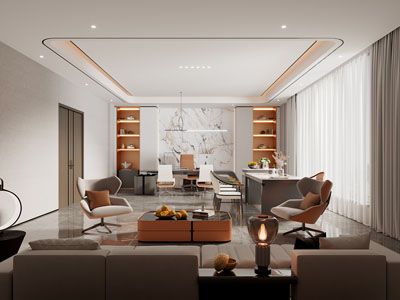 现代董事长 总经理办公室3d模型 现代董事长 总经理办公室