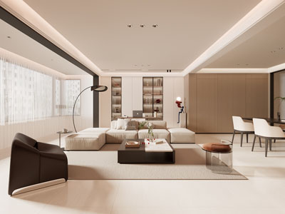 现代奶油风客厅餐厅