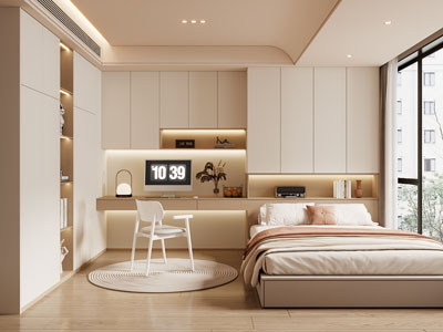 现代奶油风榻榻米卧室