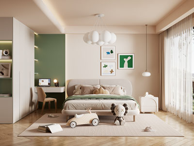 现代卧室 儿童房3d模型 现代卧室 儿童房