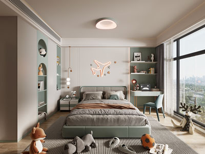 现代卧室 儿童房 公主房3d模型 现代卧室 儿童房 公主房