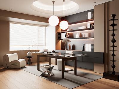 现代中古风书房