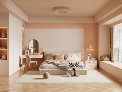 现代奶油风卧室