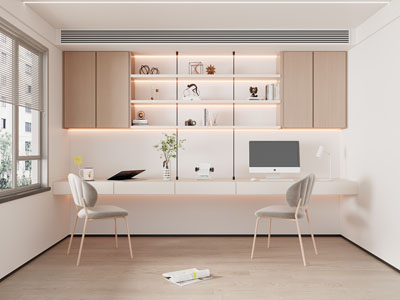 现代书房 双人书桌椅组合