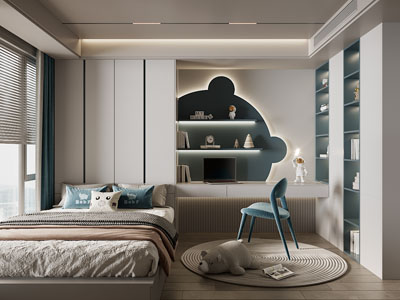 现代榻榻米卧室 儿童房 男孩房3d模型 现代榻榻米卧室 儿童房 男孩房