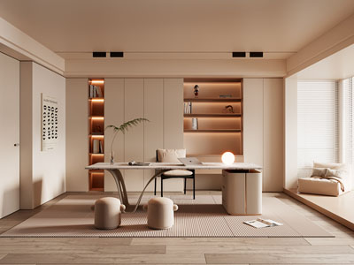 现代奶油风书房