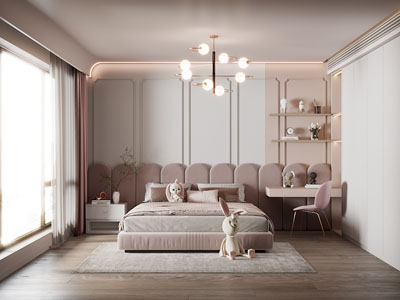 现代轻奢卧室 儿童房 公主房3d模型 现代轻奢卧室 儿童房 公主房