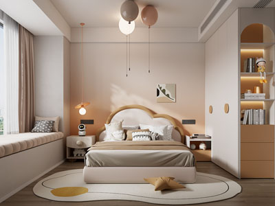 现代卧室 儿童房3d模型 现代卧室 儿童房