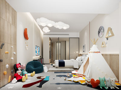 现代酒店客房 儿童房 亲子房3d模型 现代酒店客房 儿童房 亲子房