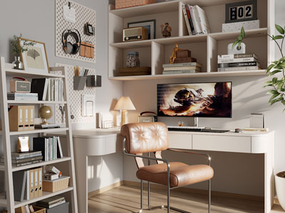 现代书桌椅组合3d模型 现代书桌椅组合