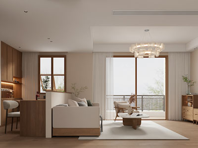 现代中古风客厅餐厅